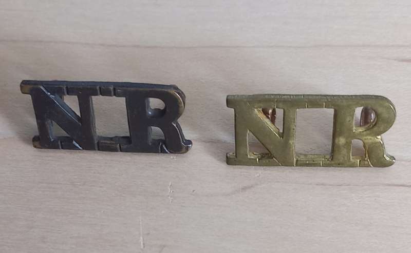 South Africa - Northern Rifles Pair of Brass Shoulder Titles 1903 to 1907 One Gilt