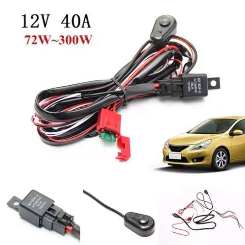 Led Spotlight Bar Wiring Harness 40A 12V 72-300W - Double Light Installation