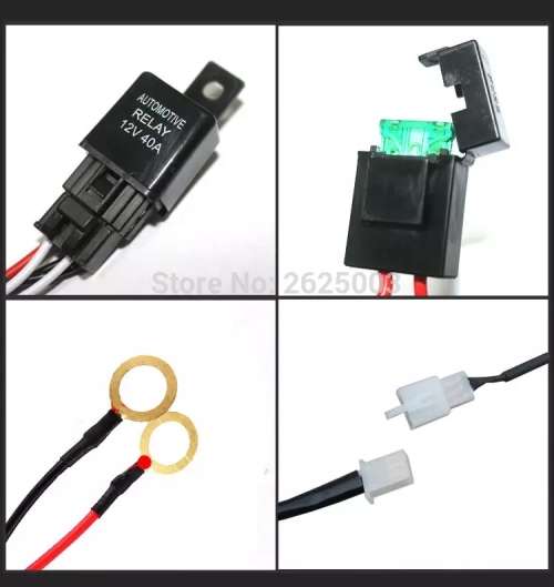 Led Spotlight Bar Wiring Harness 40A 12V 72-300W - Double Light Installation