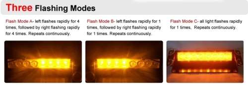Emergency Strobe Flashing Light - Amber Dashboard/Windscreen 12v Strobe Lights 8 LED
