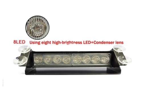 Emergency Strobe Flashing Light - Amber Dashboard/Windscreen 12v Strobe Lights 8 LED