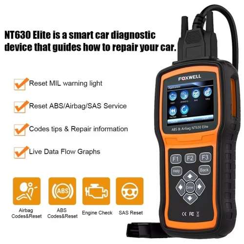 FOXWELL NT630 ELITE Engine,ABS,Airbag,SRS,SAS, Reset Scan Tool Anti Lock Brake System OBD2 Scanner