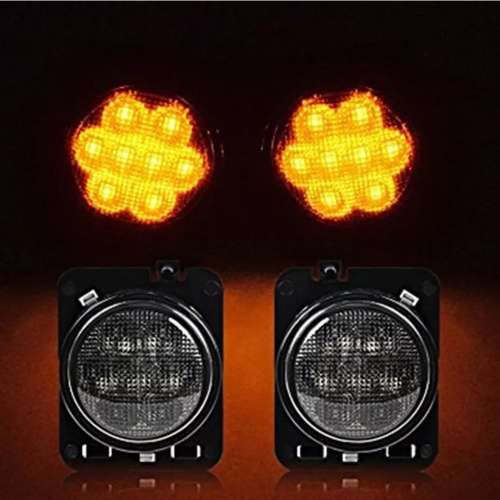 2 x Amber LED Side Marker Lights For Jeep Wrangler JK  2007~2016