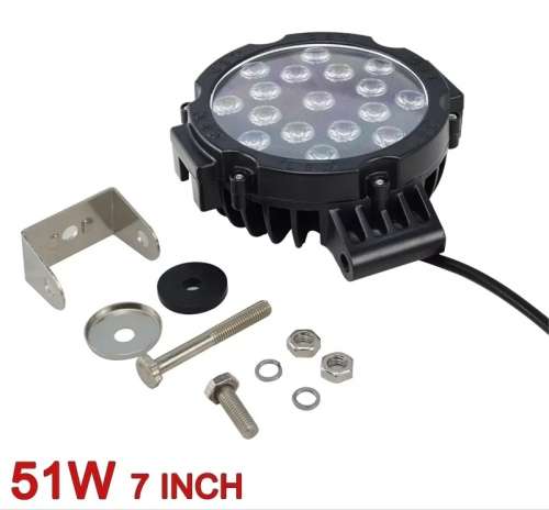 7inch 12-24V Black Round 51W LED OFFROAD SPOT LIGHT