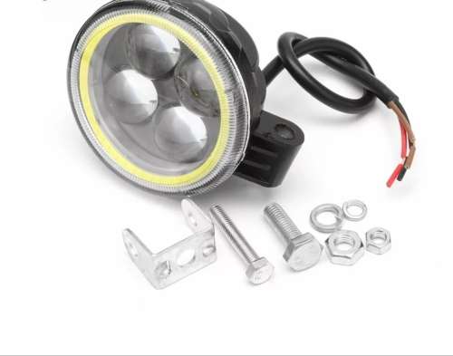 1x Waterproof Motorcycle Strobe Projector 4 LED Headlight With Angel Eye Halo Ring 1800 Lumens