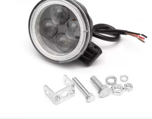 1x Waterproof Motorcycle Strobe Projector 4 LED Headlight With Angel Eye Halo Ring 1800 Lumens