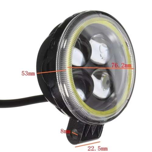 1x Waterproof Motorcycle Strobe Projector 4 LED Headlight With Angel Eye Halo Ring 1800 Lumens