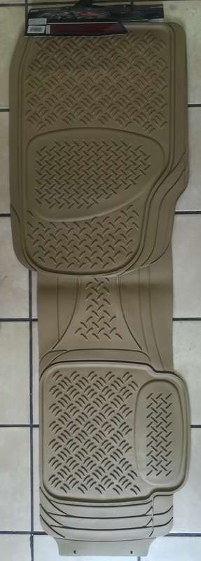 Universal 3 Piece Car Pvc Rubber Mat Fits Most Cars, SUVs, Vans & Trucks - Beige