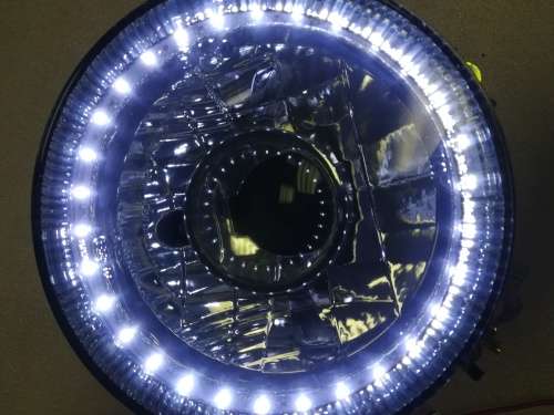 VW Golf Mk1 Expensive Grade LED Angel Eye Smoked Headlight Set - Projector