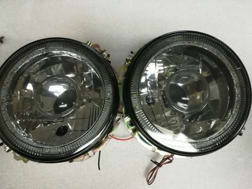 VW Golf Mk1 Expensive Grade LED Angel Eye Smoked Headlight Set - Projector