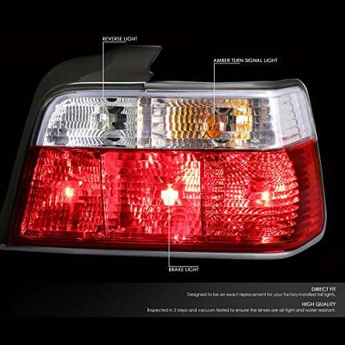 BMW E36 3-Series 4 Door Pair of Chrome Housing Red Taili-Lights