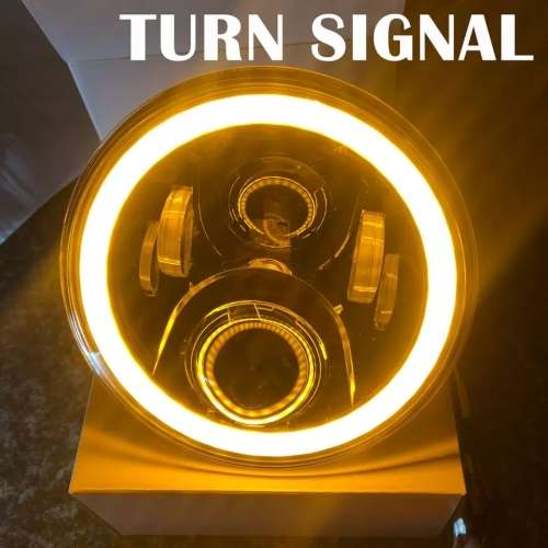 High Grade 2 x 7 Inch LED Headlight With Angel Eye Halo Ring DRL and Turn Signal For Jeep