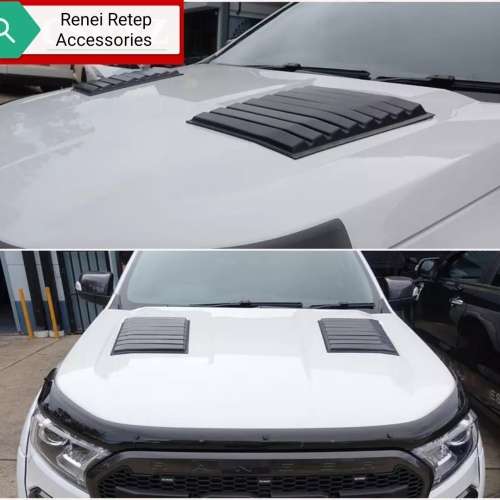 FORD RANGER T6/T7 2012-2019 BONNET SCOOP 2 PIECE BLACK