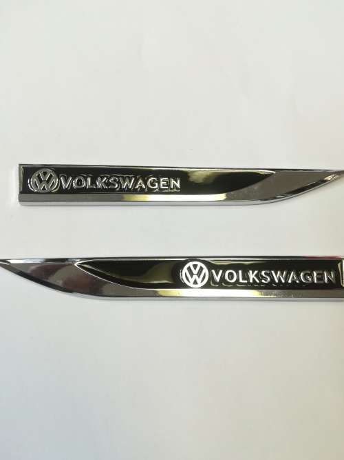 2 x Vw Volkswagen Emblems Badge 3D Car Sticker Side Metal Knife Type Fender For Vw