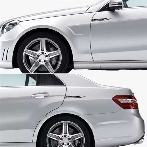 2 x Ford Wolf Emblems Badge 3D Car Sticker Side Metal Knife Type Fender For Ford GREY