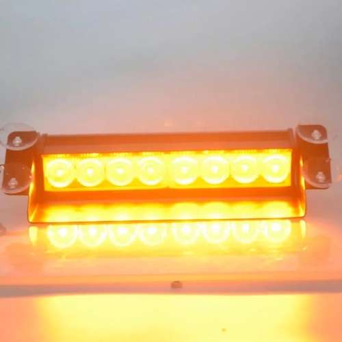 Emergency Strobe Flashing Light - Amber Dashboard/Windscreen 12v Strobe Lights 8 LED