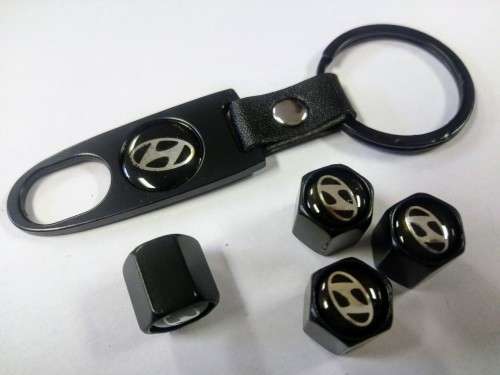 Hyundai Tyre Valve Cap & Key Chain Set