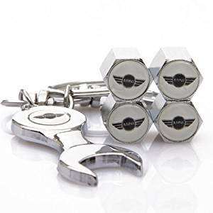 Mini Cooper Logo Tyre Valve Cap and Key Chain Set
