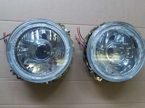 VW Golf Mk1 Expensive Grade LED Angel Eye Crystal Clear Headlight Set - Projector