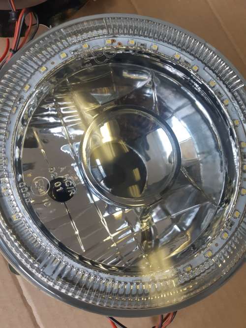 VW Golf Mk1 Expensive Grade LED Angel Eye Crystal Clear Headlight Set - Projector