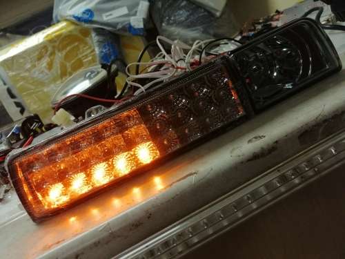 VW Golf 3 Smoked LED Front Bumper Indicator With Spot Light Set