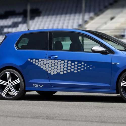 2 x Door Stickers Side Skirt Vinyl Decal For Vw Polo Golf / 4 / 5 / 6 / 7 / TSI / TCR / Racing - Sil