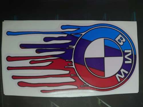 Bmw Dripping Matte Blue Vinyl Sticker (A5 Size)