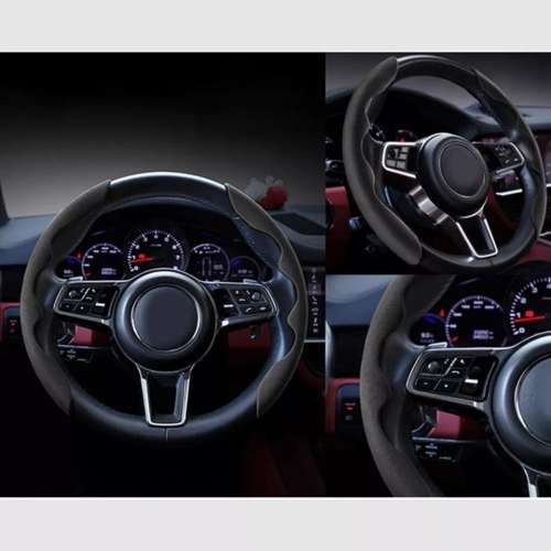 2PCS Car Steering Wheel Cover Suede Universal Steering Cover Trim Protector Handle Anti-Slip