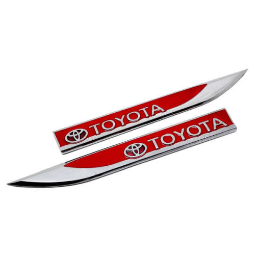 2 x Toyota Emblems Badge 3D Car Sticker Side Metal Knife Type Fender