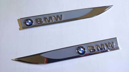 2 x Bmw Emblems Badge 3D Car Sticker Side Metal Knife Type Fender