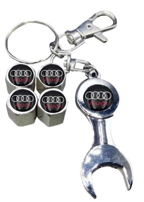 Audi Tyre Valve Cap and Key Chain Set