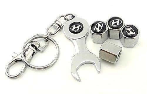 Hyundai Tyre Valve Cap and Key Chain Set