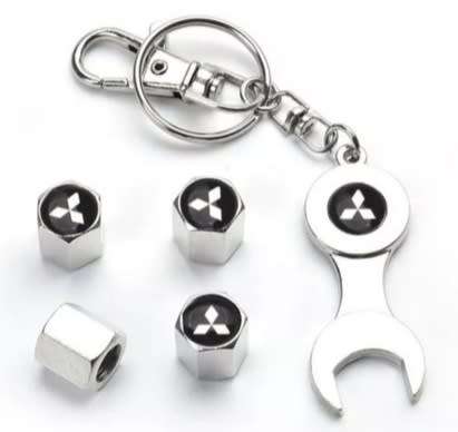 Mitsubishi Bk Tyre Valve Cap and Key Chain Set