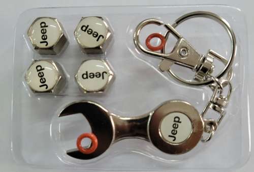 Jeep Tyre Valve Cap and Key Chain Set