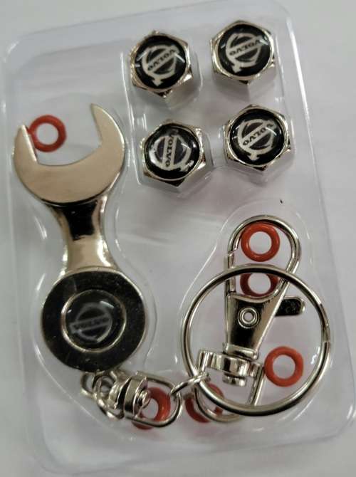 Volvo Tyre Valve Cap and Key Chain Set