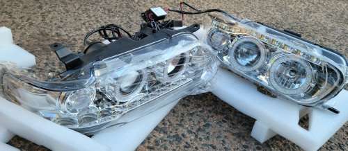 Toyota Tazz Headlamp - Angel Eye Led + Drl Incl Corner Lamps (Chrome) Set