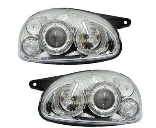 Opel Old Corsa Black Led Angel Eye Projector Headlights  Set