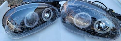 Opel Old Corsa Black Led Angel Eye Projector Headlights  Set