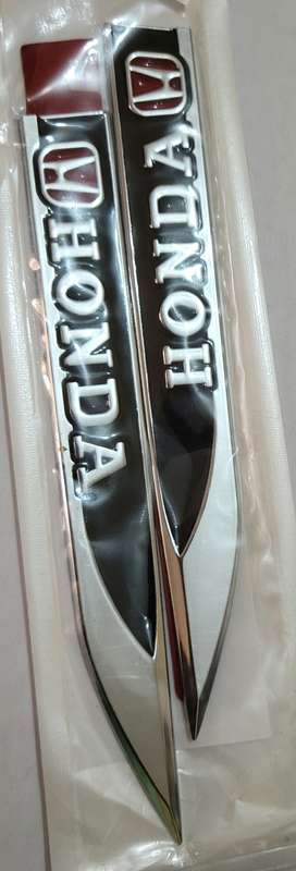 2 x Honda Emblems Badge 3D Car Sticker Side Metal Knife Type Fender For Honda BLK