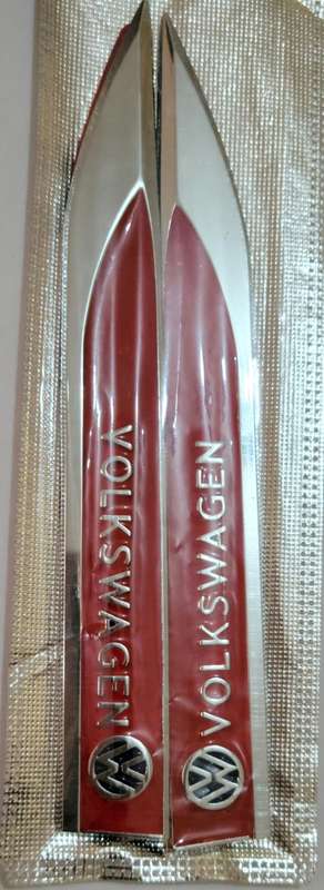 2 x Volkswagen Emblems Badge 3D Car Sticker Side Metal Knife Type Fender For Volkswagen Red
