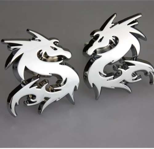 DRAGON Metal Emblem CHROME  Sport Sticker