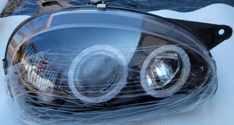 Opel Old Corsa Black Led Angel Eye Projector Headlight  LEFT