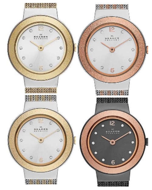 SKAGEN Denmark Ultra Slim Crystal Accented Two Tone Ladies Watch