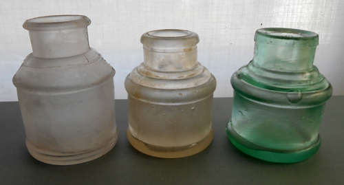 Selection of three vintage glass ink wells