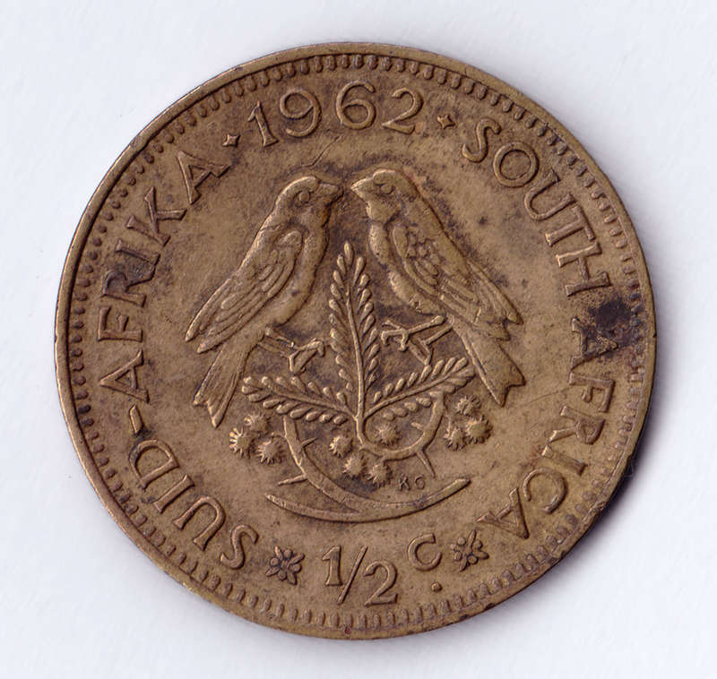 1962 South African Half cent coin