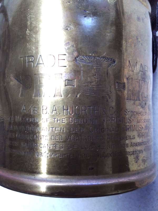 Brass blow torch Primus - No 361, B.A. Hjorth & Co. Stockholm, Sweden.