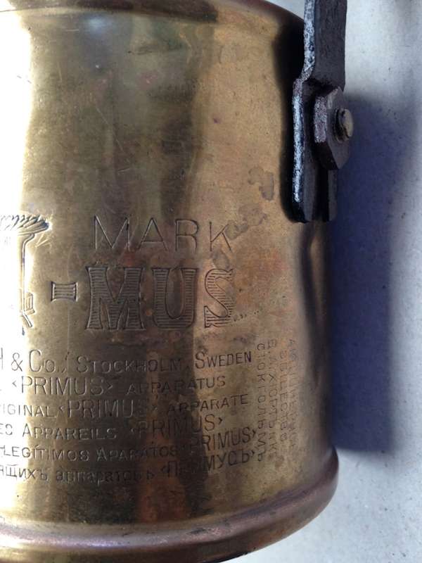 Brass blow torch Primus - No 361, B.A. Hjorth & Co. Stockholm, Sweden.