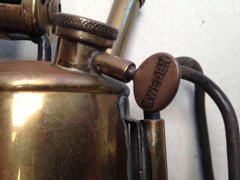 Brass blow torch Primus - No 361, B.A. Hjorth & Co. Stockholm, Sweden.