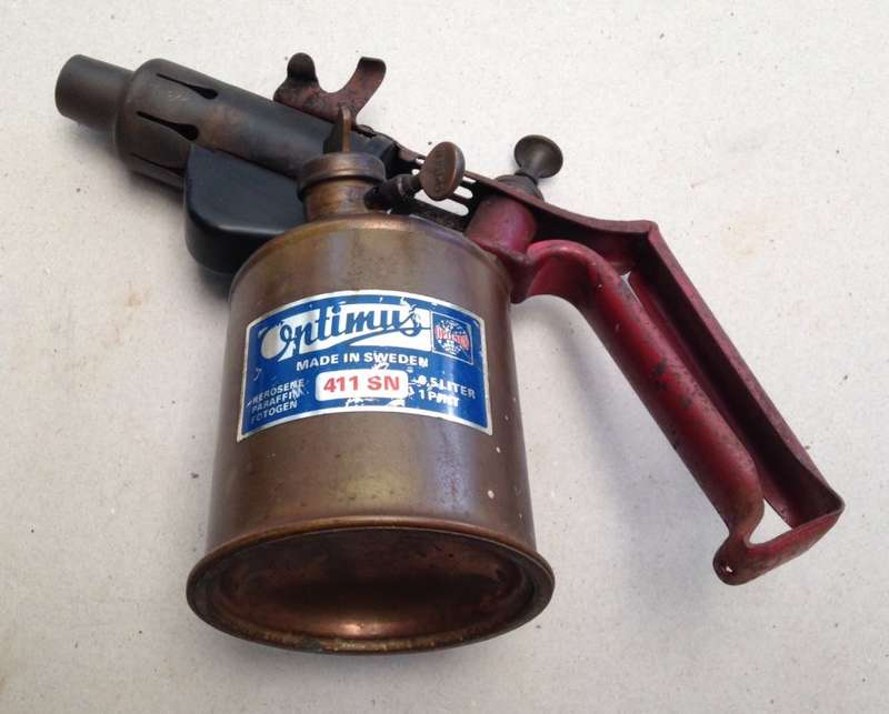 Vintage Optimus No. 411 SN Kerosene Paraffin Brass Blow Torch, Sweden