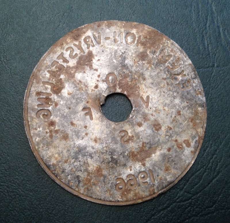 Vintage metal bicycle licence disc 1966 (9103) Exemption - Vrystelling / token